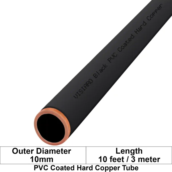 Visiaro Black PVC Coated Hard Copper Tube 10ft Outer Dia 10 mm