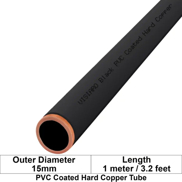 Visiaro Black PVC Coated Hard Copper Tube 1mtr long Outer Diameter - 15 mm
