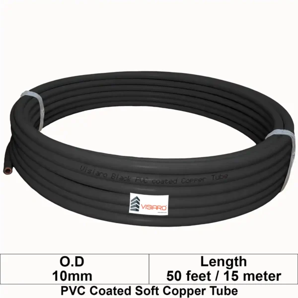 Visiaro Black PVC Coated Soft Copper Tube coil with OD 10mm 15mtr 50feet