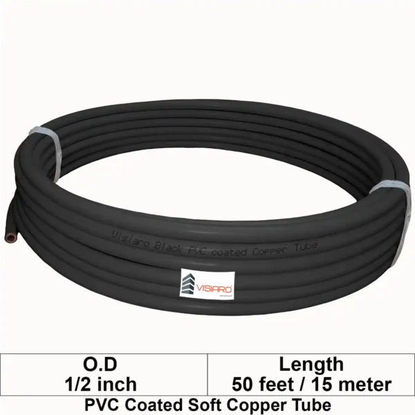 Visiaro Black PVC Coated Soft Copper Tube coil with OD 12.7mm 15mtr 50feet