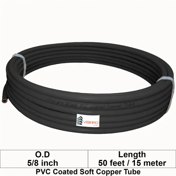 Visiaro Black PVC Coated Soft Copper Tube coil with OD 15.875mm 15mtr 50feet