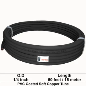 Visiaro Black PVC Coated Soft Copper Tube Pancake Coil 50ft long Outer Diameter - 1/4 inch