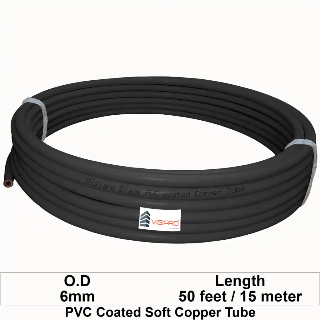 Visiaro Black PVC Coated Soft Copper Tube coil with OD 6mm 15mtr 50feet