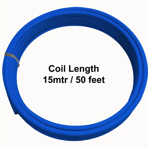 Visiaro Blue PVC Coated Soft Copper Tube Pancake Coil 50ft long Outer Diameter - 6mm