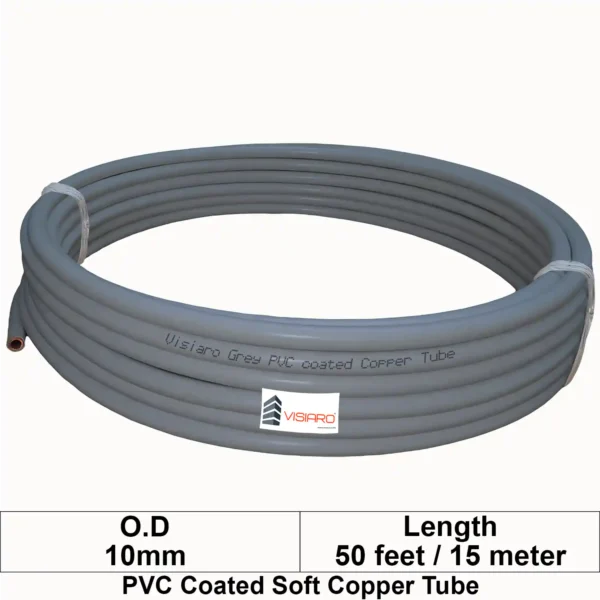 Visiaro Grey PVC Coated Soft Copper Tube coil with OD 10mm 15mtr 50feet