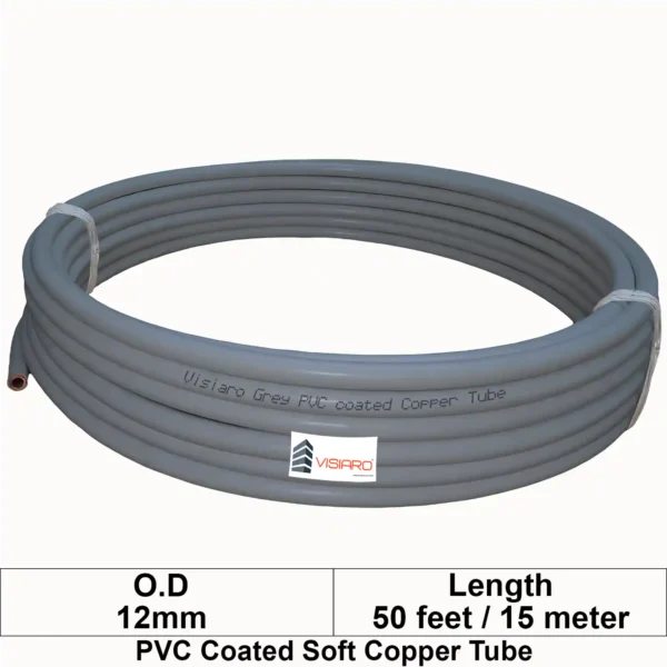 Visiaro Grey PVC Coated Soft Copper Tube coil with OD 12mm 15mtr 50feet