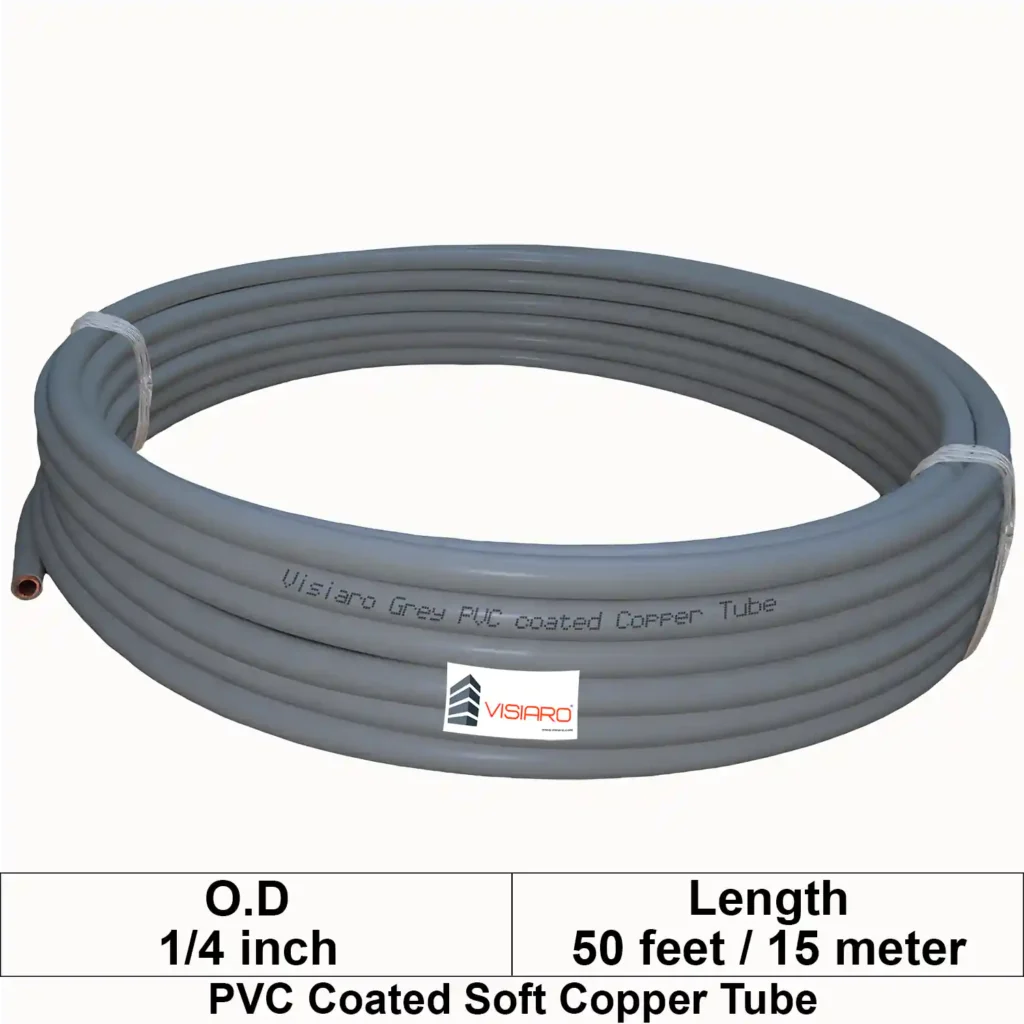 Visiaro Grey PVC Coated Soft Copper Tube coil with OD 6.35mm 15mtr 50feet