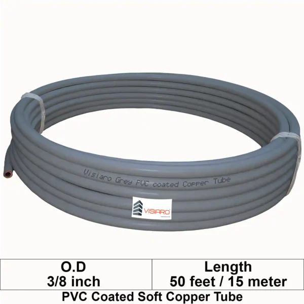 Visiaro Grey PVC Coated Soft Copper Tube coil with OD 9.525mm 15mtr 50feet