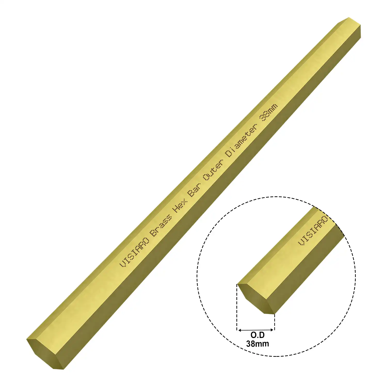 Buy Visiaro Brass Hex Bar, Outer Dia 38mm, 1ft Length