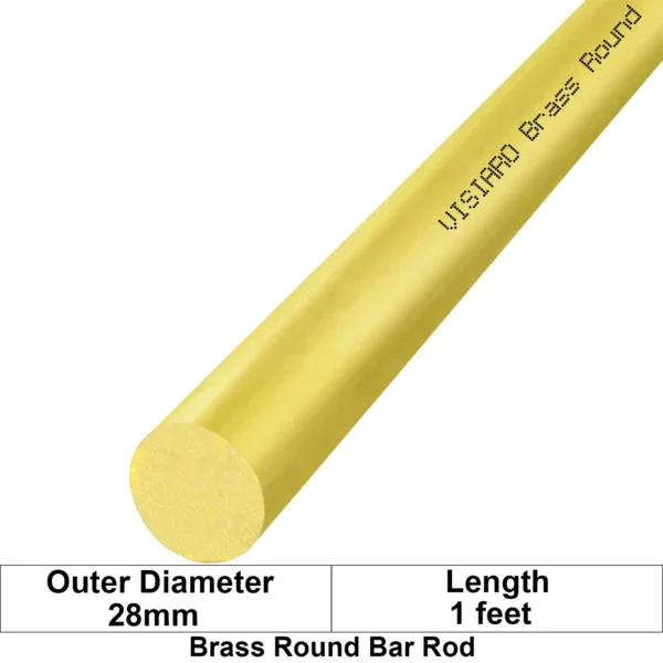 VISIARO Hard Brass Round Bar Rod 1ft Outer Dia 28 mm