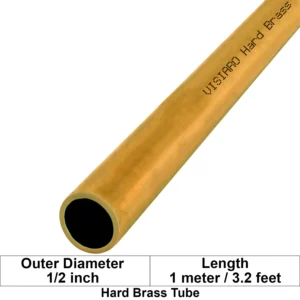 Visiaro Hard Brass Tube 1mtr long Outer Diameter - 1/2 inch