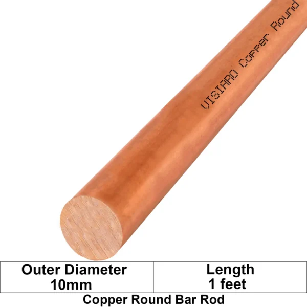 VISIARO Hard Copper Round Bar Rod 1ft Outer Dia 10 mm
