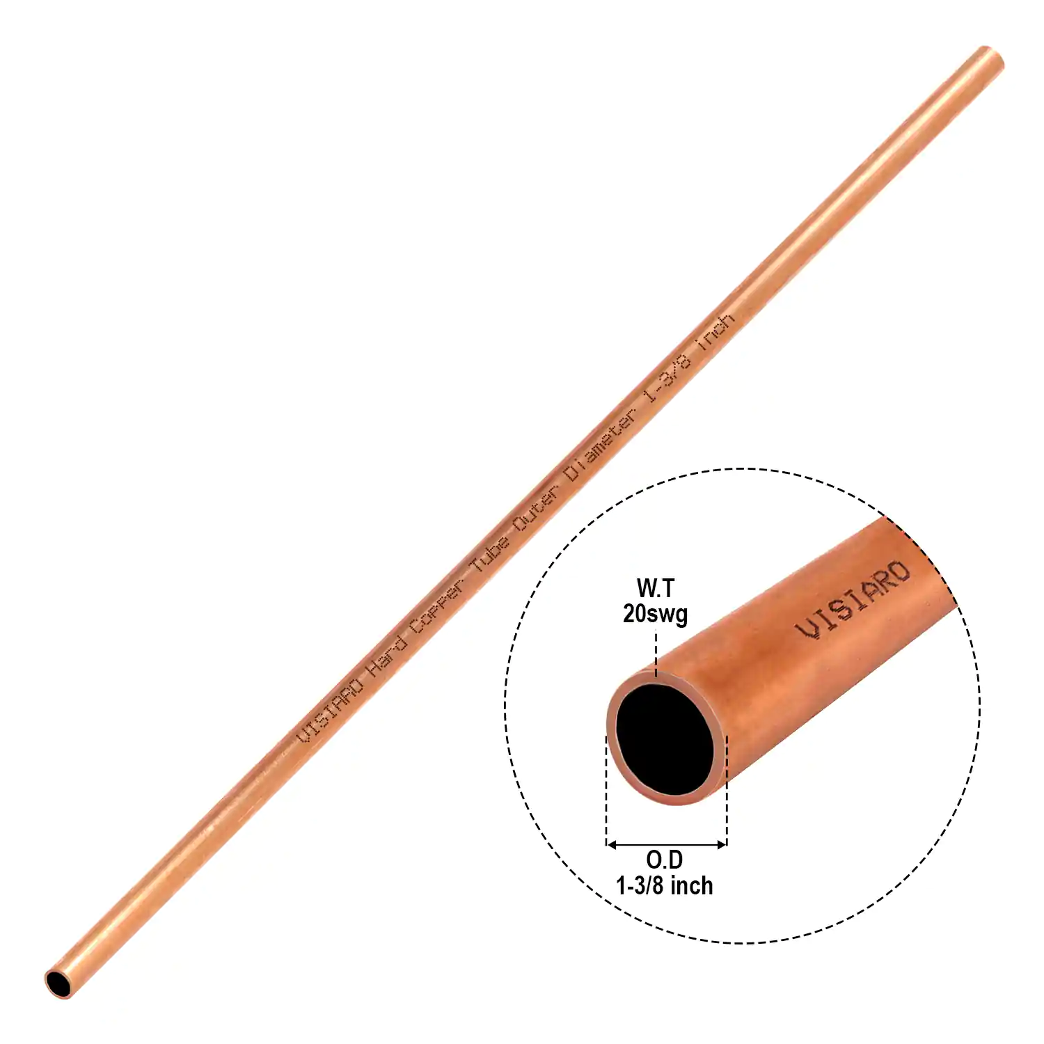 SOFT COPPER PIPE FIRE RATED INSULATION 2M LENGTH 1 1/8" I.D X 3/8" WALL 