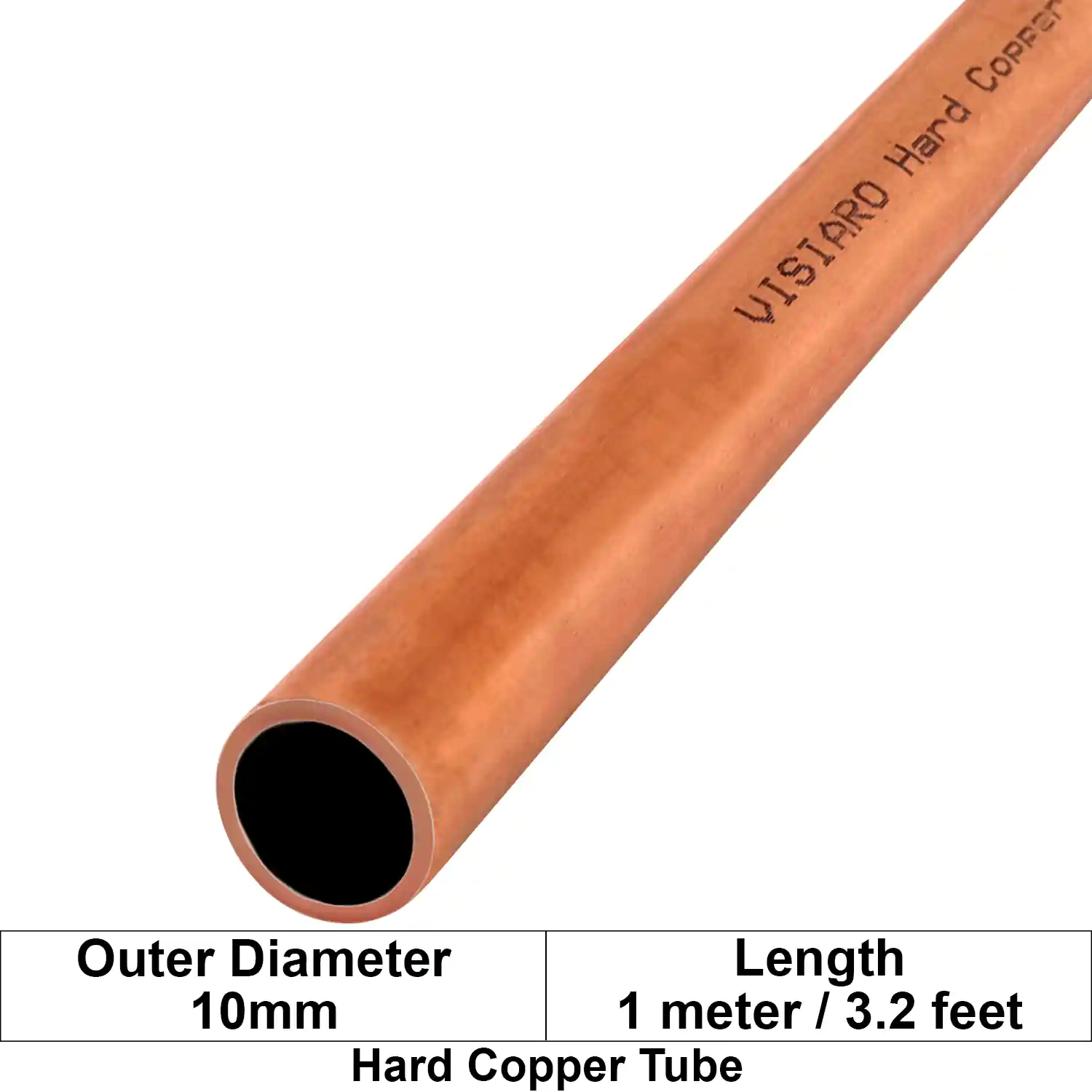 Visiaro Hard Copper Tube 1mtr long Outer Diameter - 10 mm