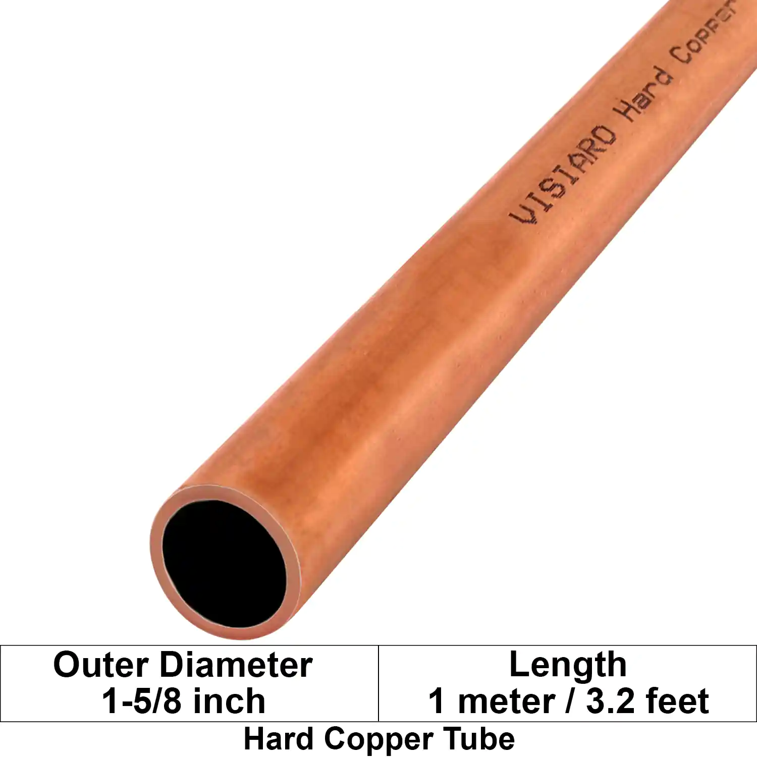 Visiaro Hard Copper Tube 1mtr long Outer Diameter - 1-5/8 inch