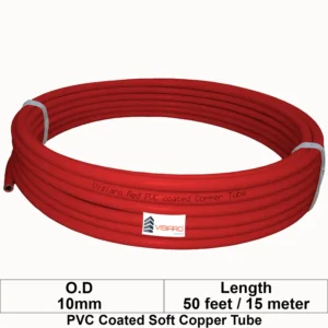 Visiaro Red PVC Coated Soft Copper Tube coil with OD 10mm 15mtr 50feet