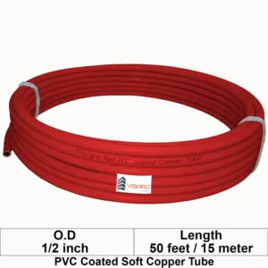 Visiaro Red PVC Coated Soft Copper Tube coil with OD 12.7mm 15mtr 50feet