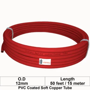 Visiaro Red PVC Coated Soft Copper Tube coil with OD 12mm 15mtr 50feet