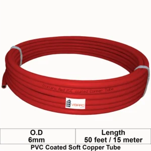 Visiaro Red PVC Coated Soft Copper Tube coil with OD 6mm 15mtr 50feet