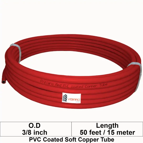 Visiaro Red PVC Coated Soft Copper Tube coil with OD 9.525mm 15mtr 50feet