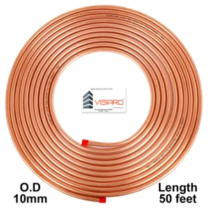 VISIARO Soft Copper Tube Pancake Coil Outer Diameter - 10 mm Length 15mtr-50feet shrink-pack
