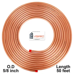VISIARO Soft Copper Tube Pancake Coil Outer Diameter - 5/8 inch Length 15mtr-50feet shrink-pack