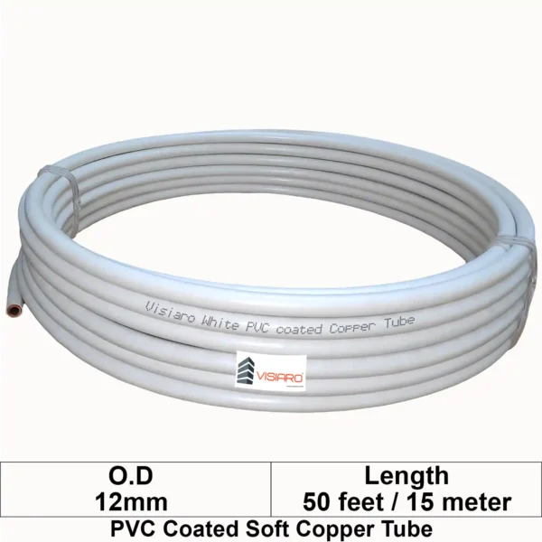 Visiaro White PVC Coated Soft Copper Tube coil with OD 12mm 15mtr 50feet