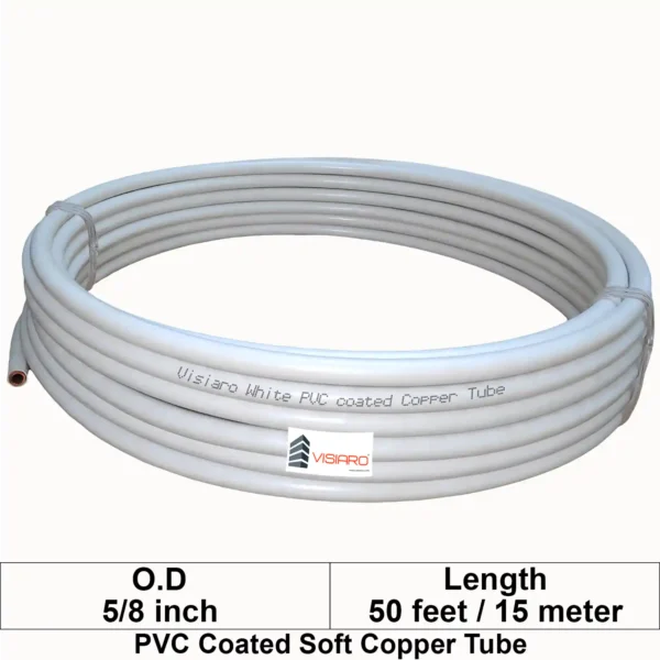 Visiaro White PVC Coated Soft Copper Tube coil with OD 15.875mm 15mtr 50feet