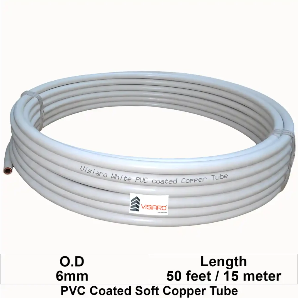 Visiaro White PVC Coated Soft Copper Tube coil with OD 6mm 15mtr 50feet