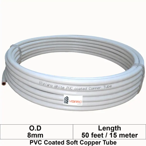 Visiaro White PVC Coated Soft Copper Tube coil with OD 8mm 15mtr 50feet