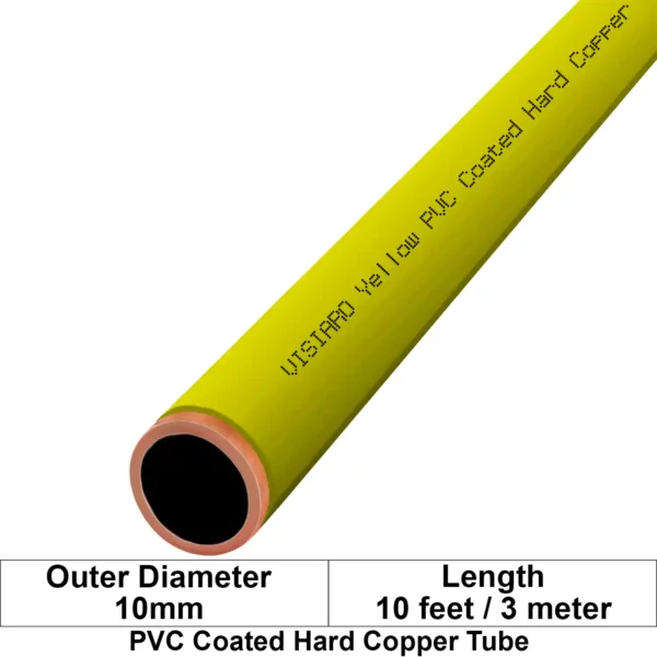 Visiaro Yellow PVC Coated Hard Copper Tube 10ft long Outer Diameter - 10 mm