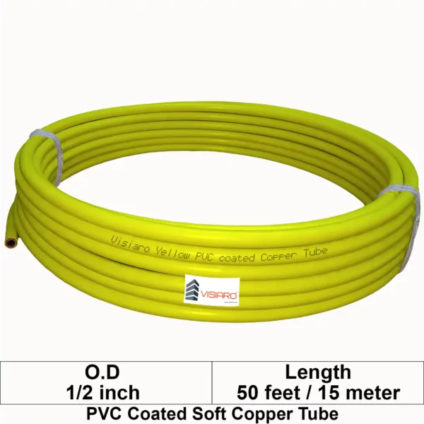 Visiaro Yellow PVC Coated Soft Copper Tube coil with OD 12.7mm 15mtr 50feet