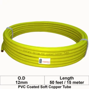 Visiaro Yellow PVC Coated Soft Copper Tube coil with OD 12mm 15mtr 50feet