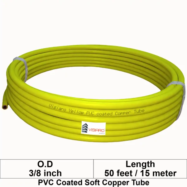 Visiaro Yellow PVC Coated Soft Copper Tube coil with OD 9.525mm 15mtr 50feet